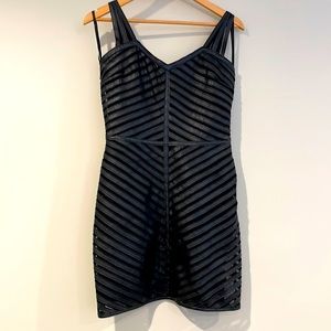 Parker Leather and fabric short party dress /lined